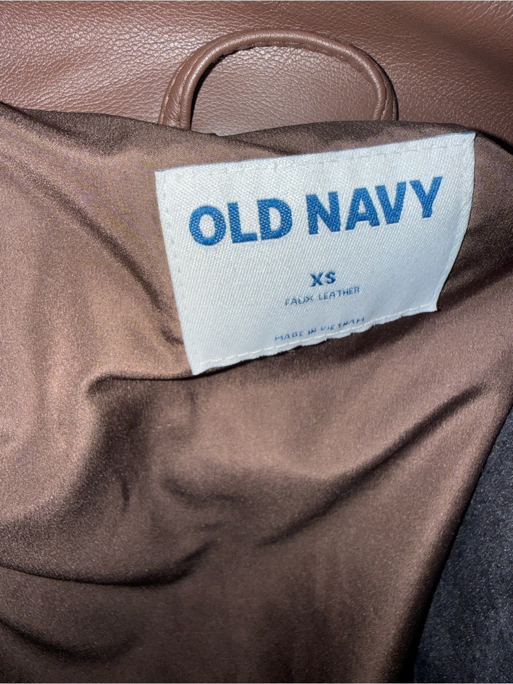 Old Navy Brown Faux Leather Puffer Jacket - Picture 3 of 3